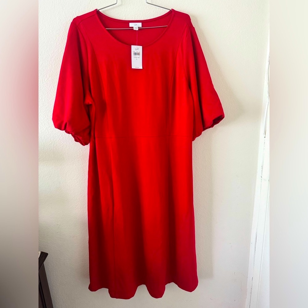 NWT J. Jill Vibrant Red Long Sleeve Dress
